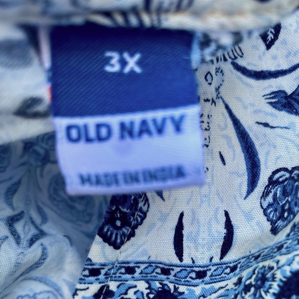 Old Navy waist defined Midi Blue and White Paisley Dress. 3x with pockets - Picture 4 of 8